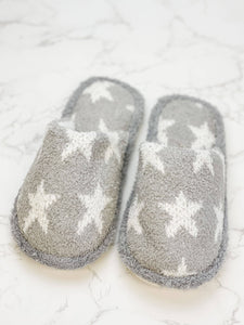 Star Fuzzy Slippers: Gray