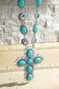 Semi Stone Cross Necklace