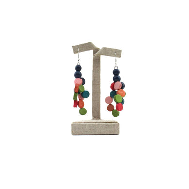 Spree bright colored wood bead earrings