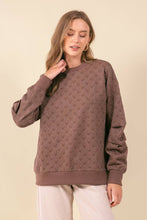 Texture Shimmer Pleated Long Sleeve Sweatshirt