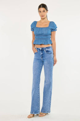 HIGH RISE WIDE LEG FLARE JEANS