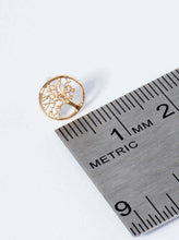 18K Gold Dipped Tree Of Life Button Stud Earrings