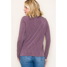 LONG BUTTON HEM SLEEVE SLUB TOP