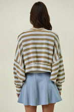 STRIPED KNIT EXAGGERATED SLEEVE SHRUG