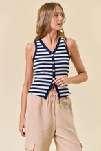 STRIPE KNIT BUTTON FRONT TANK