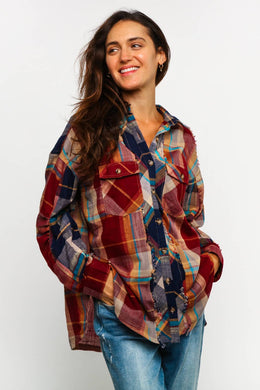 BUTTON DOWN PLAID WASHED SHIRT