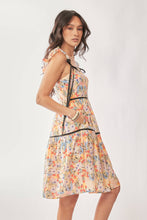 FLORAL PRINTED TAPE RUFFLE STRAP TIERED DRESS
