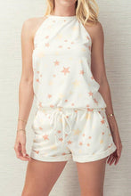 STAR PRINT HALTER NECK SLEEVELESS TOP