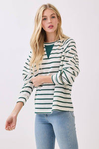 Striped Ribbed Insert Pullover
