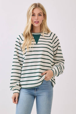 Striped Ribbed Insert Pullover