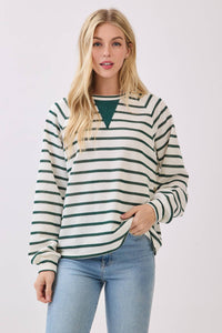Striped Ribbed Insert Pullover