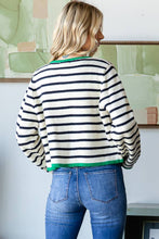 STRIPE ZIP UP CARDIGAN: Green