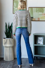 STRIPE ZIP UP CARDIGAN: Green