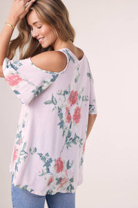 FLORAL PRINT OPEN SHOULDER TOP