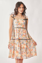 FLORAL PRINTED TAPE RUFFLE STRAP TIERED DRESS
