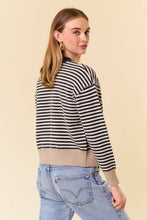 BUTTON-DOWN STRIPE COLORBLOCK CARDIGAN SWEATER