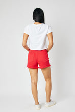 Red Fray Hem Shorts