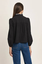 Contrast Trim Bow Tie Blouse