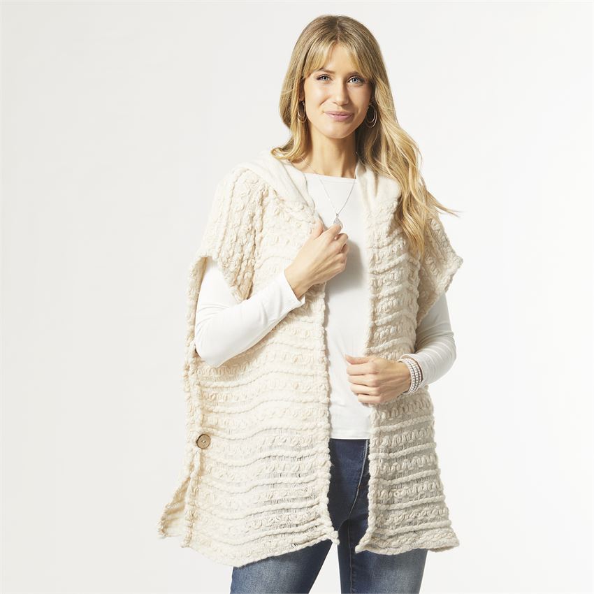 Willow Hooded Ruana With Side Buttons