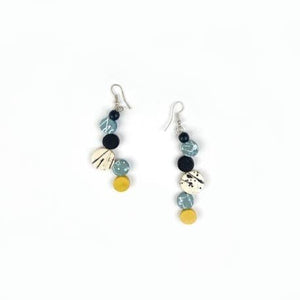 Margiela black, gray, white and yellow splattered earrings