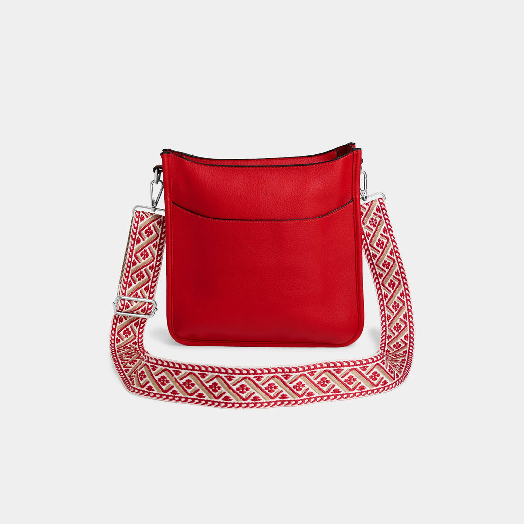 Mini Alma Zip Top Messenger + Strap Red
