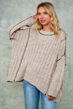CABLE PATTERN STITCH COLOR BLOCK SWEATER
