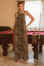 Leopard Printed Overall Jumpsuit: Brown Leopard