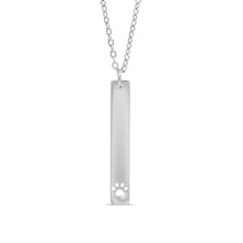 Paw Print Cutout Vertical Stainless Steel Bar Necklace: Stainless