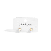 18K Gold PVD Stainless Steel White Heart Stud Earrings: Stainless
