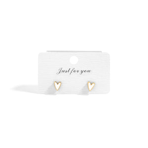 18K Gold PVD Stainless Steel White Heart Stud Earrings: Stainless