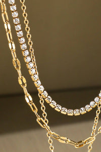 Triple Layer Crystal Teardrop Pendant Necklace