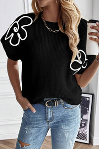 Floral Embroidered Sweater Tee