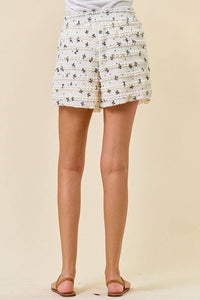 Frill Bow Printed Drawstring Waist Wide Leg Short