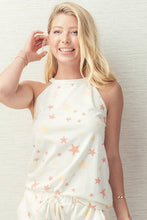 STAR PRINT HALTER NECK SLEEVELESS TOP