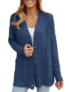 Medium Length Knitted Cardigan Sweater