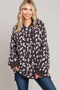 Women's Leopard Hoodie Cardigan