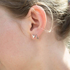 18K Gold PVD Stainless Steel White Heart Stud Earrings: Stainless