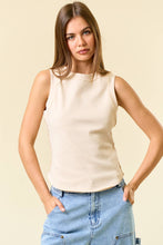 Cotton Ribbed Tank W/Round Hem
