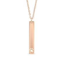 Paw Print Cutout Vertical Stainless Steel Bar Necklace: Stainless