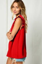 Ces Femme USA - Solid Shirring Neck Sleeveless Top/ TT3612SD: FUSCHIA / S-M-L (2-2-2)