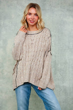 CABLE PATTERN STITCH COLOR BLOCK SWEATER