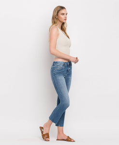 MID RISE CROP SLIM STRAIGHT JEANS