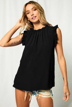 Solid Shirring Neck Sleeveless Top