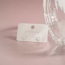 18K Gold PVD Stainless Steel White Heart Stud Earrings: Stainless
