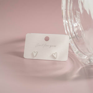 18K Gold PVD Stainless Steel White Heart Stud Earrings: Stainless