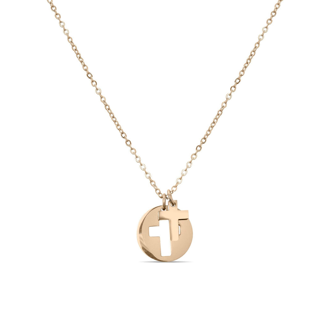 Stainless Steel Cross Cutout Necklace