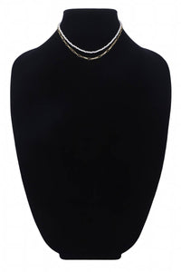 2-Layered Bead & Chain Link Necklace