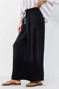 Solid Wide Leg Pants with Pockets