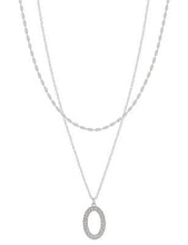 Double Layered Chain with Pave Open Oval Necklace