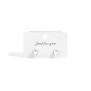 18K Gold PVD Stainless Steel White Heart Stud Earrings: Stainless